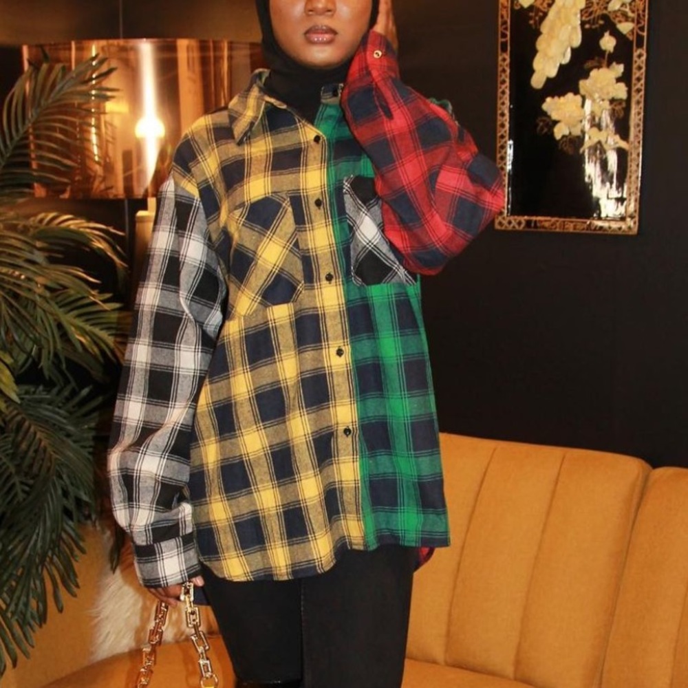 Multi plaid color top